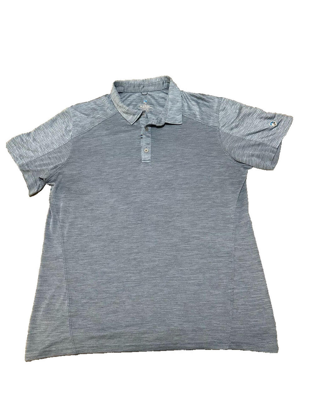 KUHL Engineered Polo Mens L Blue Short Sleeve Performance Hiking Golf Mesh Top